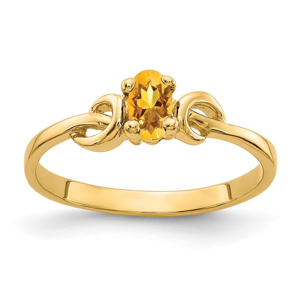 14k 5x3mm Oval Citrine Knot Ring