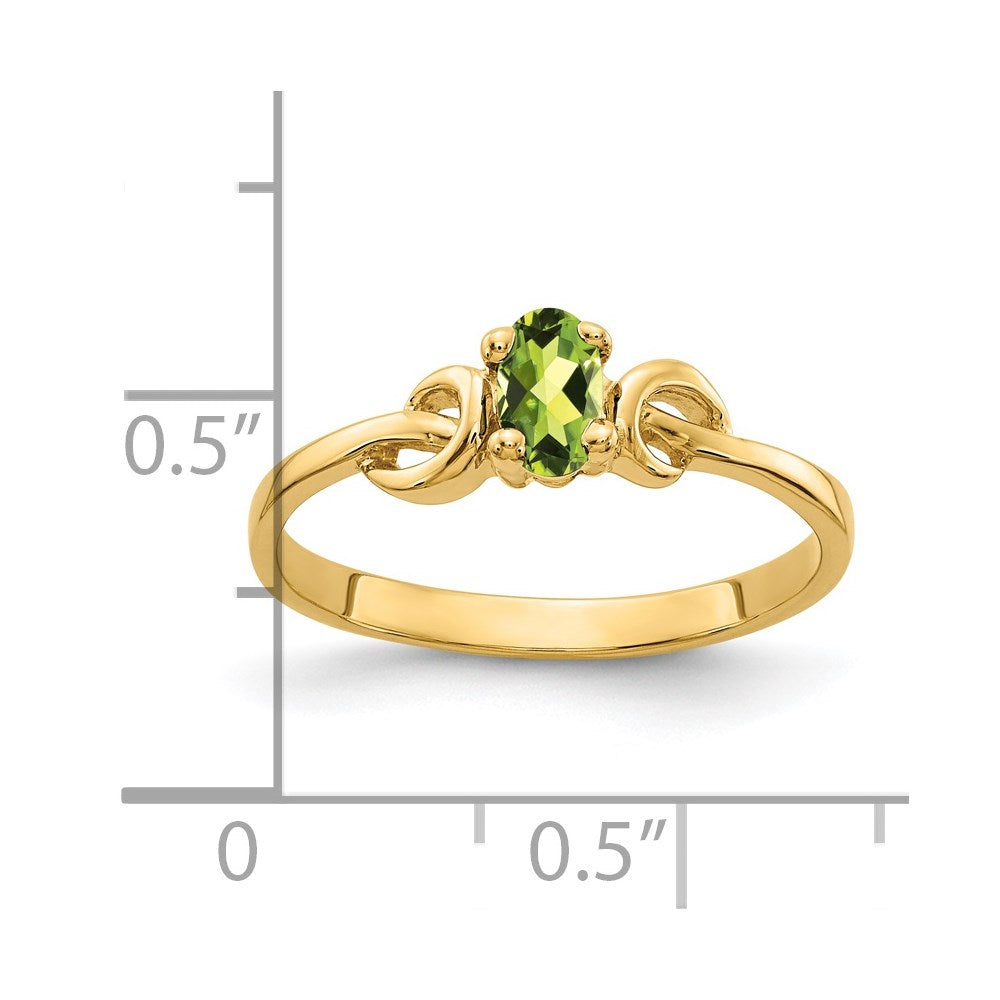 14k 5x3mm Oval Peridot Knot Ring