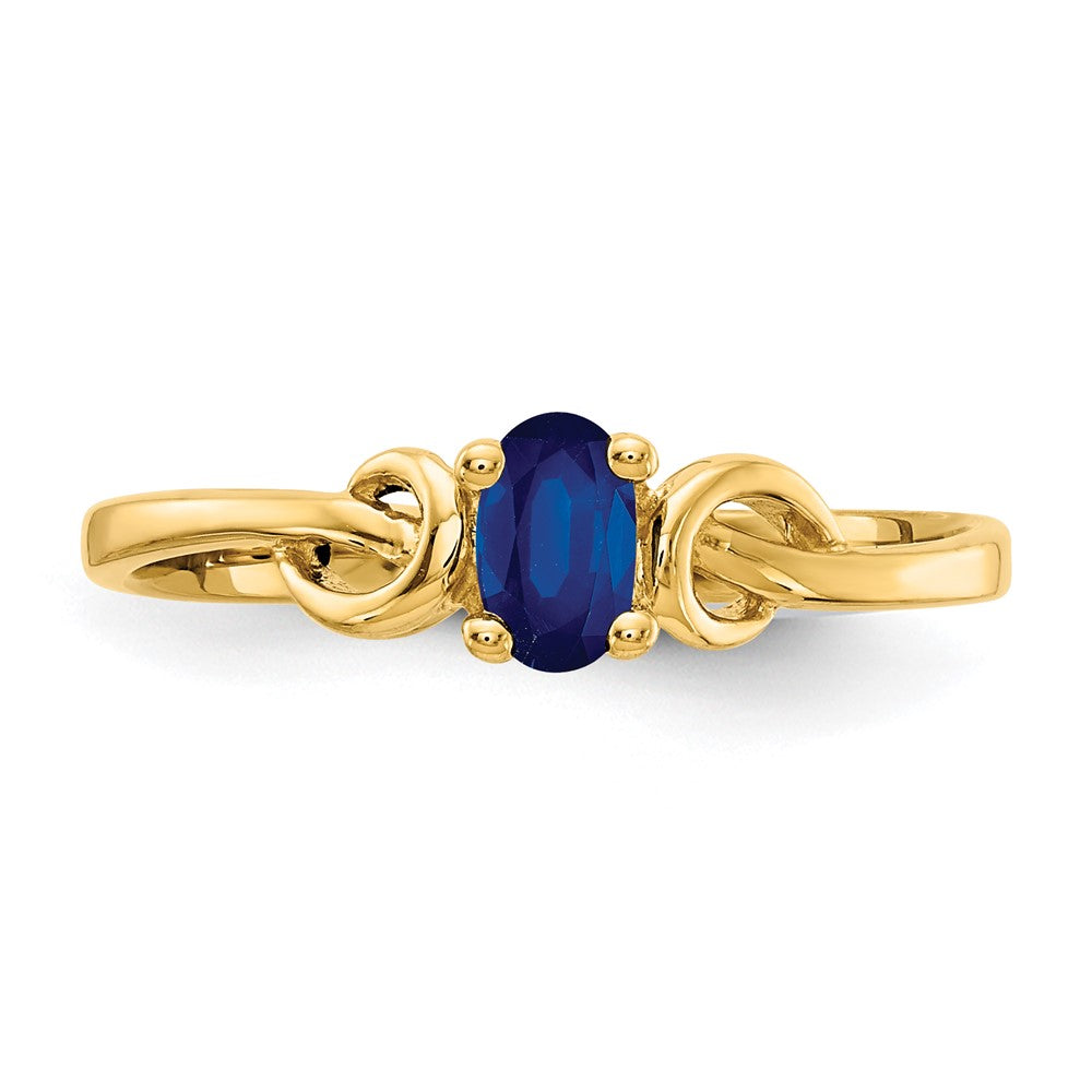14k 5x3mm Oval Blue Sapphire Knot Ring