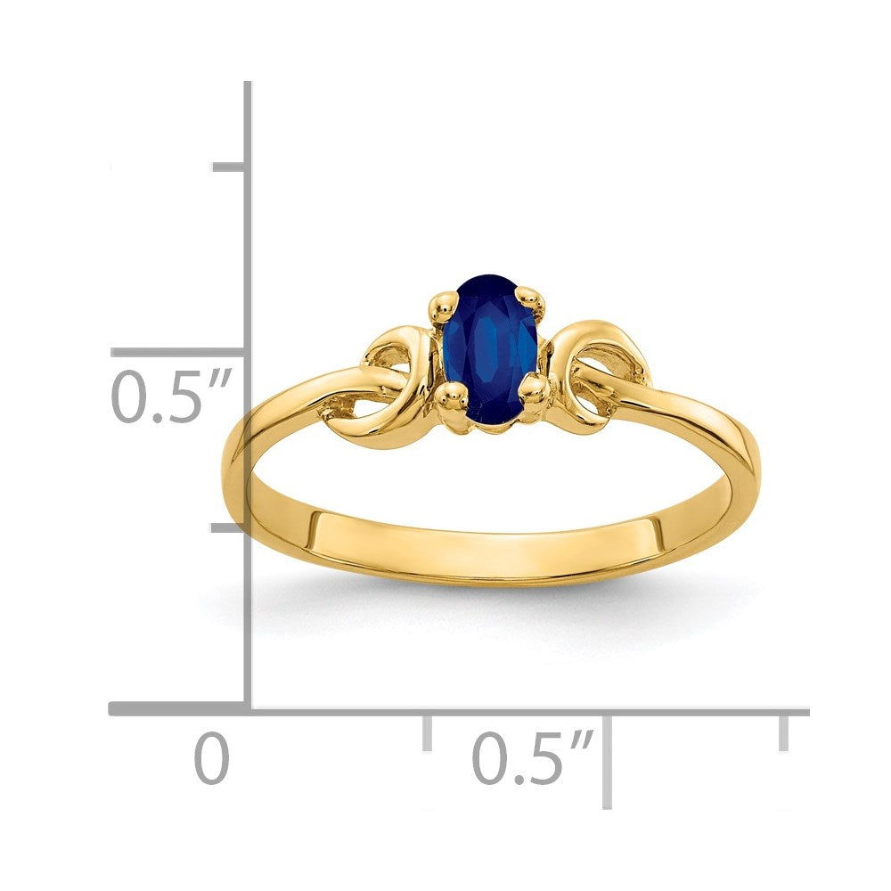 14k 5x3mm Oval Blue Sapphire Knot Ring