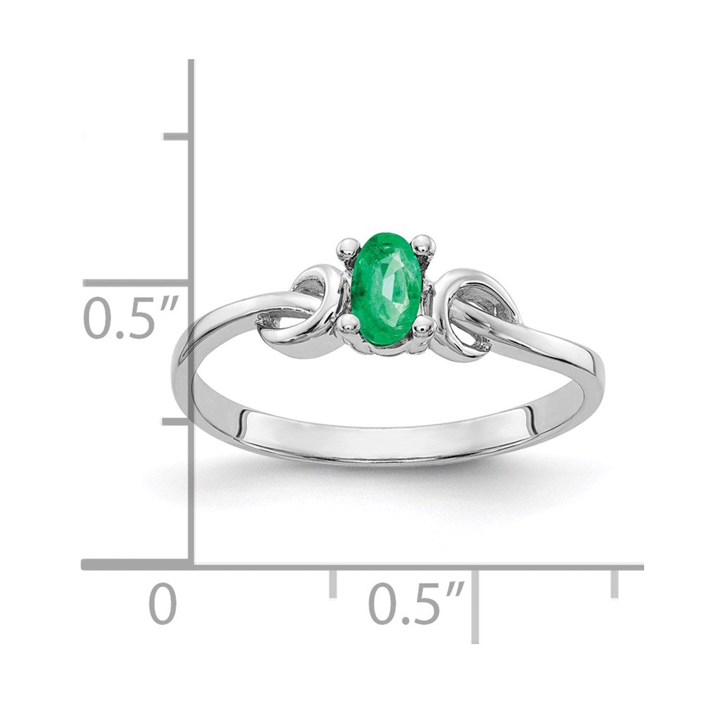 14k White Gold 5x3mm Oval Emerald Knot Ring