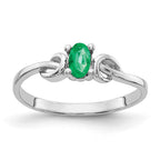 14k White Gold 5x3mm Oval Emerald Knot Ring