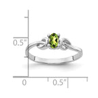 14k White Gold 5x3mm Oval Peridot Knot Ring