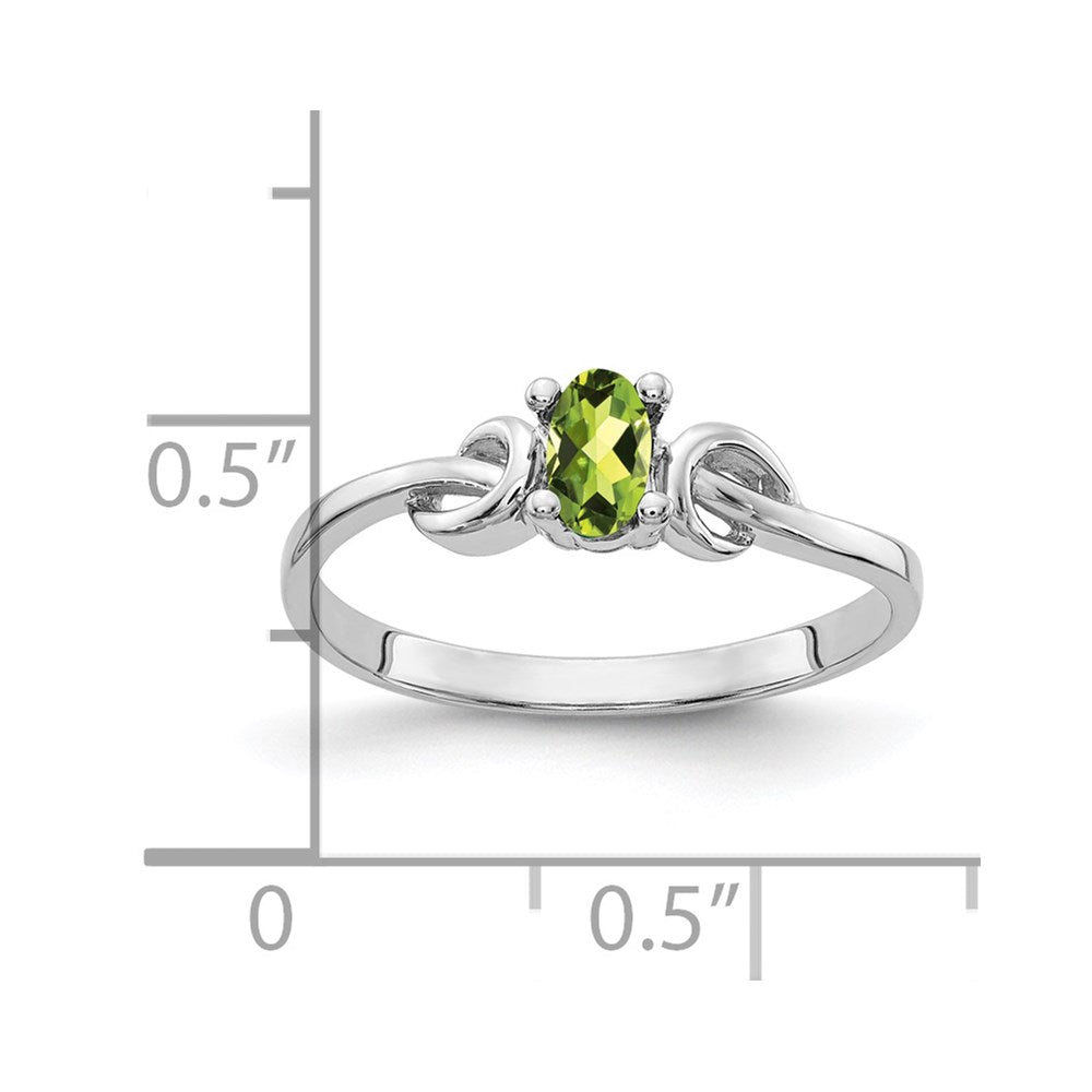 14k White Gold 5x3mm Oval Peridot Knot Ring