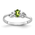 14k White Gold 5x3mm Oval Peridot Knot Ring