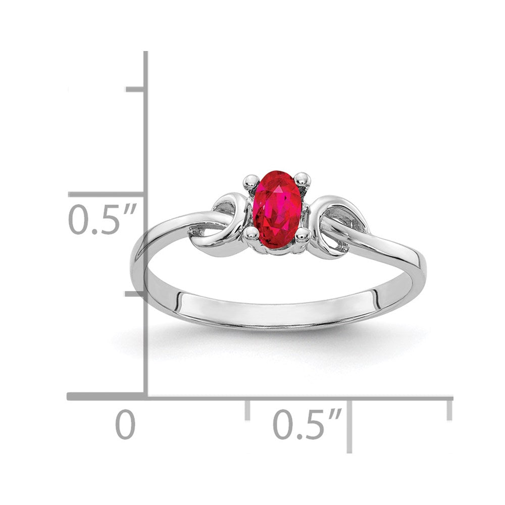 14k White Gold 5x3mm Oval Ruby Knot Ring