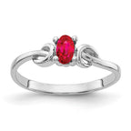 14k White Gold 5x3mm Oval Ruby Knot Ring