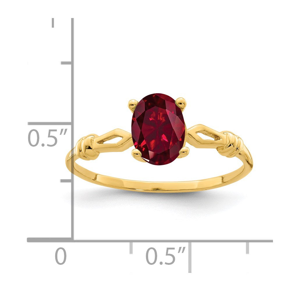 14k 7x5mm Oval Lab-Created Ruby Ring