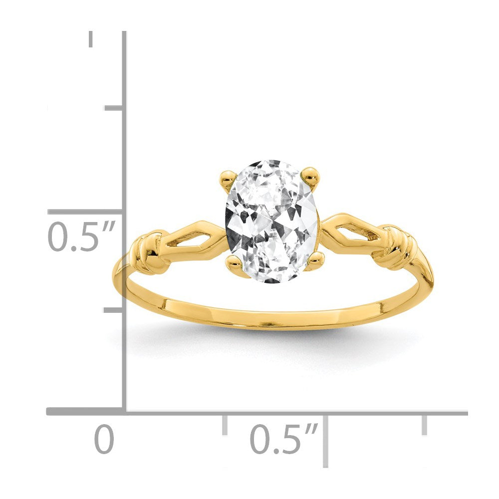 14k 7x5mm Oval Cubic Zirconia Ring