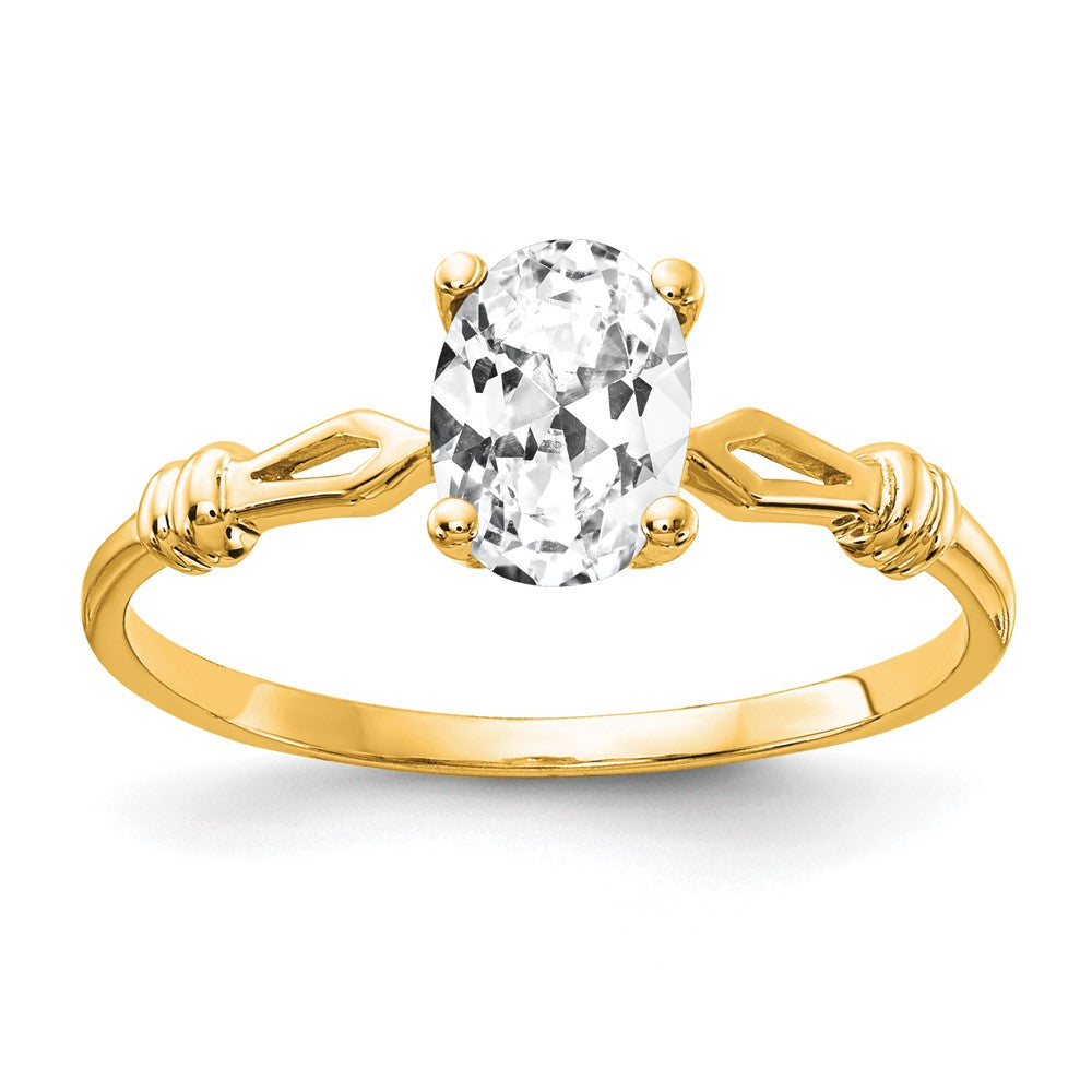 14k 7x5mm Oval Cubic Zirconia Ring