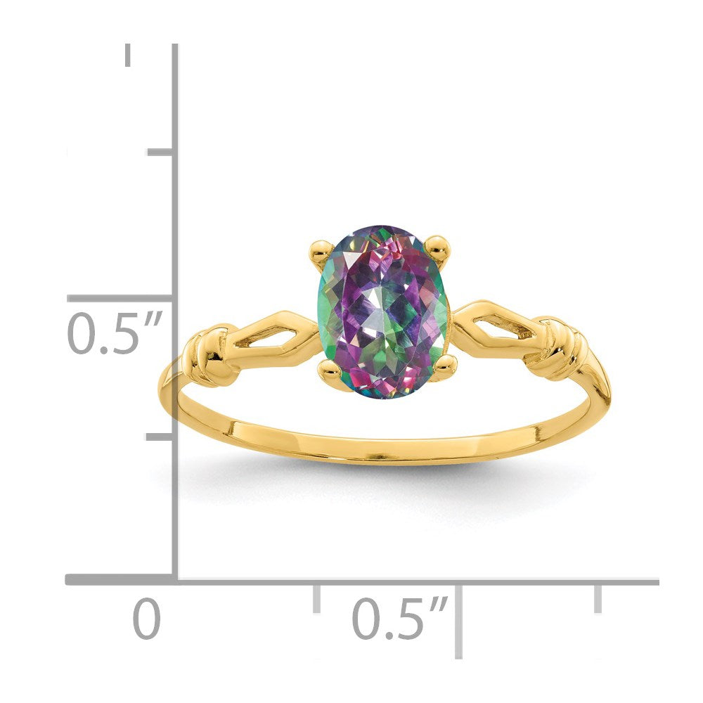 14k 7x5mm Oval Mystic Fire Topaz Ring