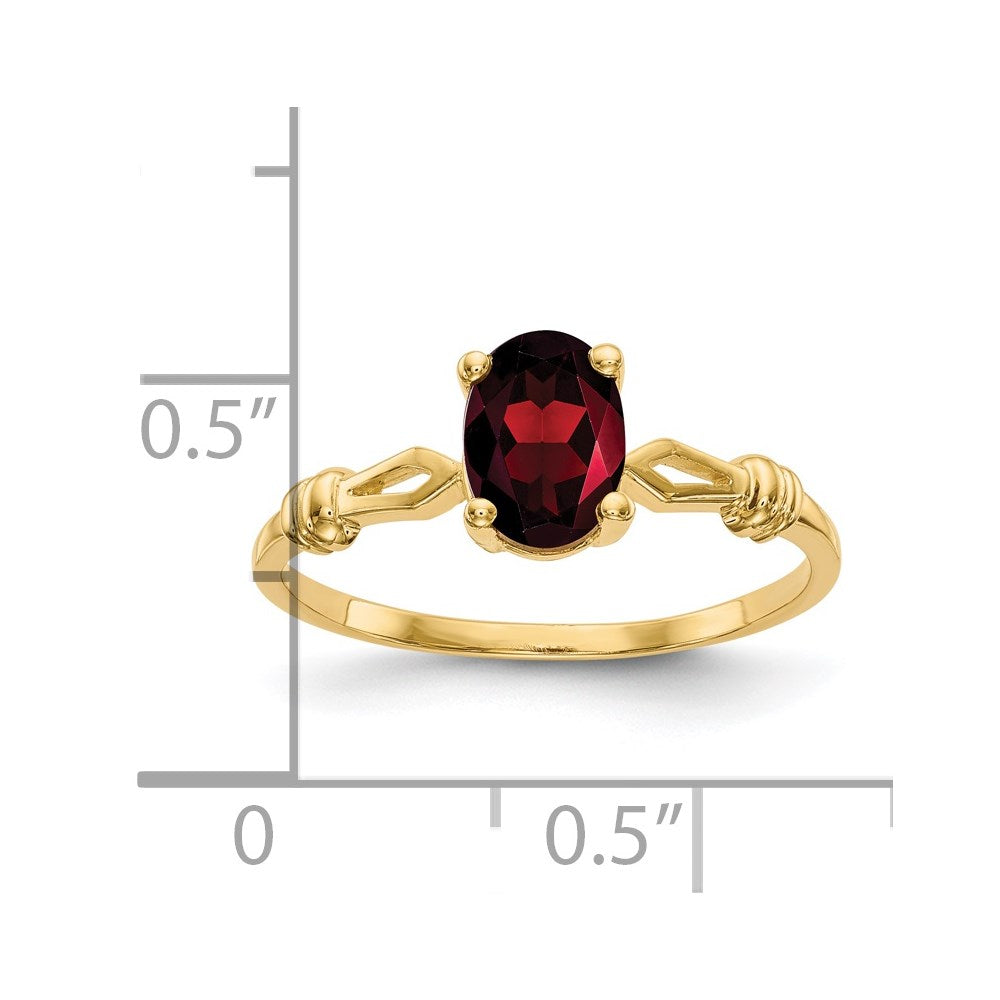 14k 7x5mm Oval Garnet Ring