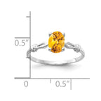 14k White Gold 7x5mm Oval Citrine Ring