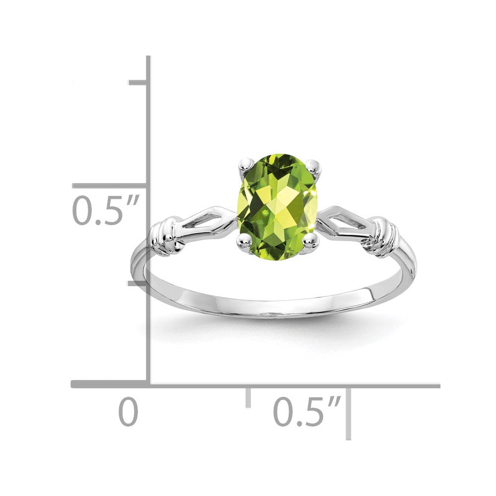 14k White Gold 7x5mm Oval Peridot Ring