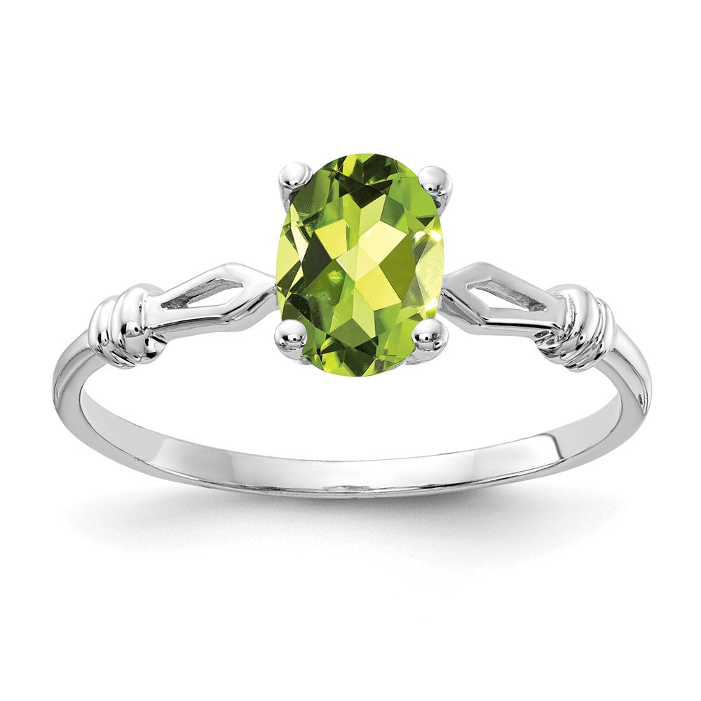 14k White Gold 7x5mm Oval Peridot Ring