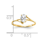 14k 6x4mm Oval Cubic Zirconia Bypass Ring