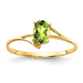 14k 6x4mm Oval Checker-cut Peridot Bypass Ring