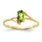 14k 6x4mm Oval Checker-cut Peridot Bypass Ring