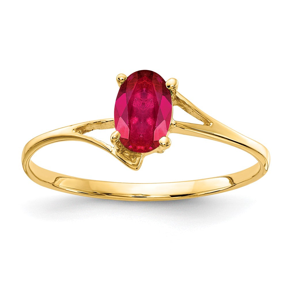 14k 6x4mm Oval Ruby Bypass Ring