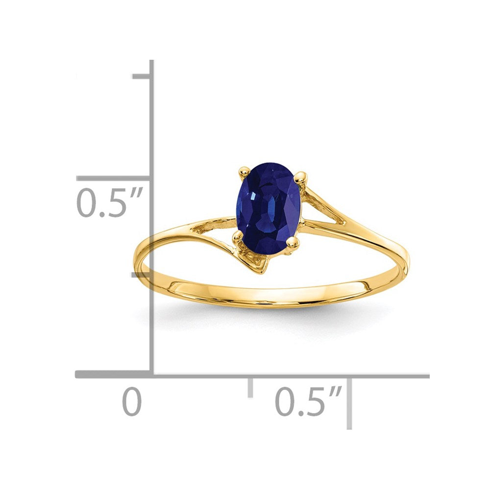 14k 6x4mm Oval Blue Sapphire Bypass Ring
