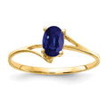 14k 6x4mm Oval Blue Sapphire Bypass Ring