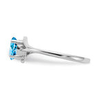 14k White Gold 6x4mm Oval Blue Topaz Bypass Ring