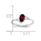 14k White Gold 6x4mm Oval Garnet Bypass Ring