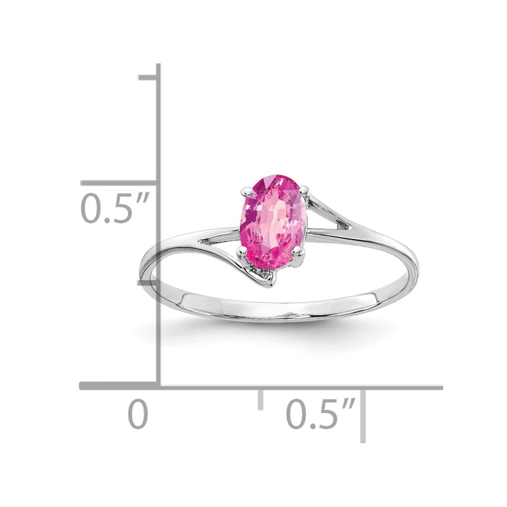 14k White Gold 6x4mm Oval Pink Sapphire Ring