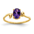 14k 7x5mm Oval Amethyst Checker-cut Twist Ring