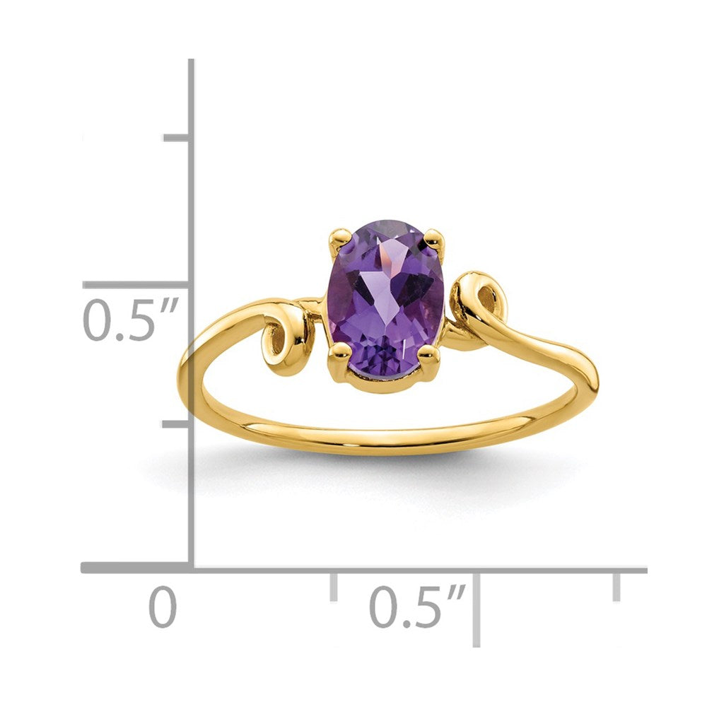 14k 7x5mm Oval Amethyst Twist Ring