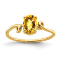 14k 7x5mm Oval Citrine Checker-cut Twist Ring