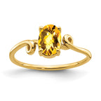 14k 7x5mm Oval Citrine Checker-cut Twist Ring