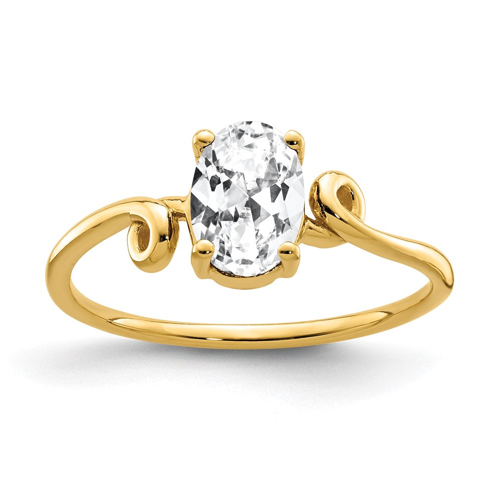 14k 7x5mm Oval Cubic Zirconia Ring