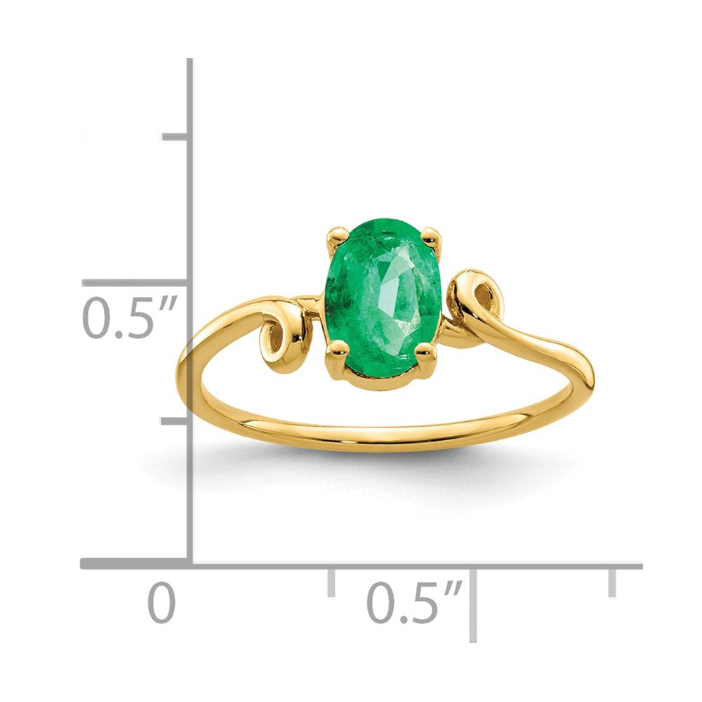 14k 7x5mm Oval Emerald Twisted Ring