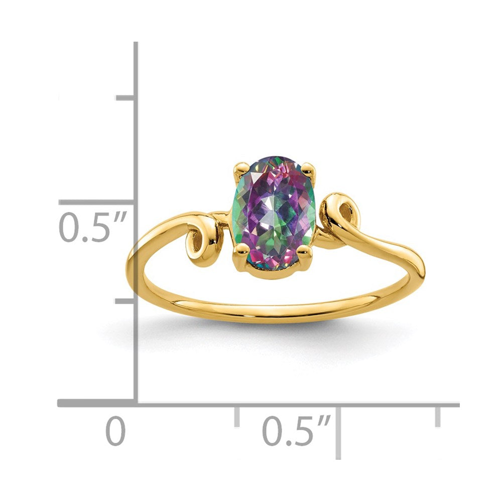 14k 7x5mm Oval Mystic Fire Topaz Ring