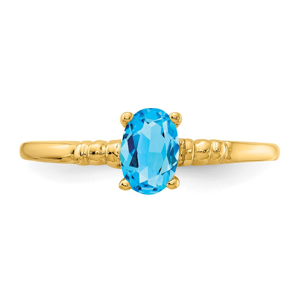 14k 6x4mm Oval Blue Topaz Ring
