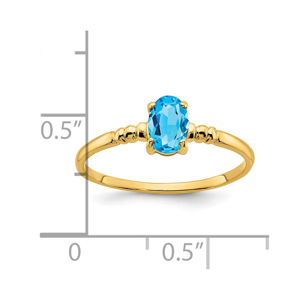 14k 6x4mm Oval Blue Topaz Ring