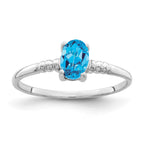 14k White Gold 6x4mm Oval Blue Topaz Ring