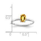 14k White Gold 6x4mm Oval Citrine Checker-cut Ring