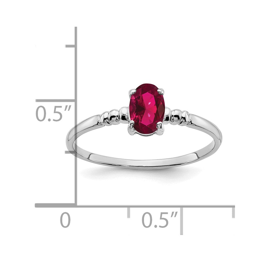 14k White Gold 6x4mm Oval Lab-Created Ruby Ring