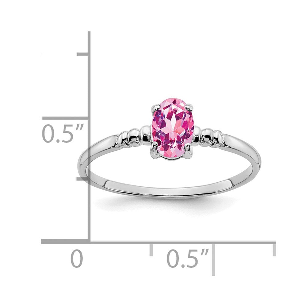 14k White Gold 6x4mm Oval Pink Sapphire Ring