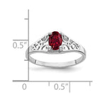 14k White Gold 6x4mm Oval Lab-Created Ruby Filigree Ring