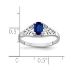 14k White Gold 6x4mm Oval Blue Sapphire Filigree Ring
