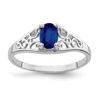 14k White Gold 6x4mm Oval Blue Sapphire Filigree Ring