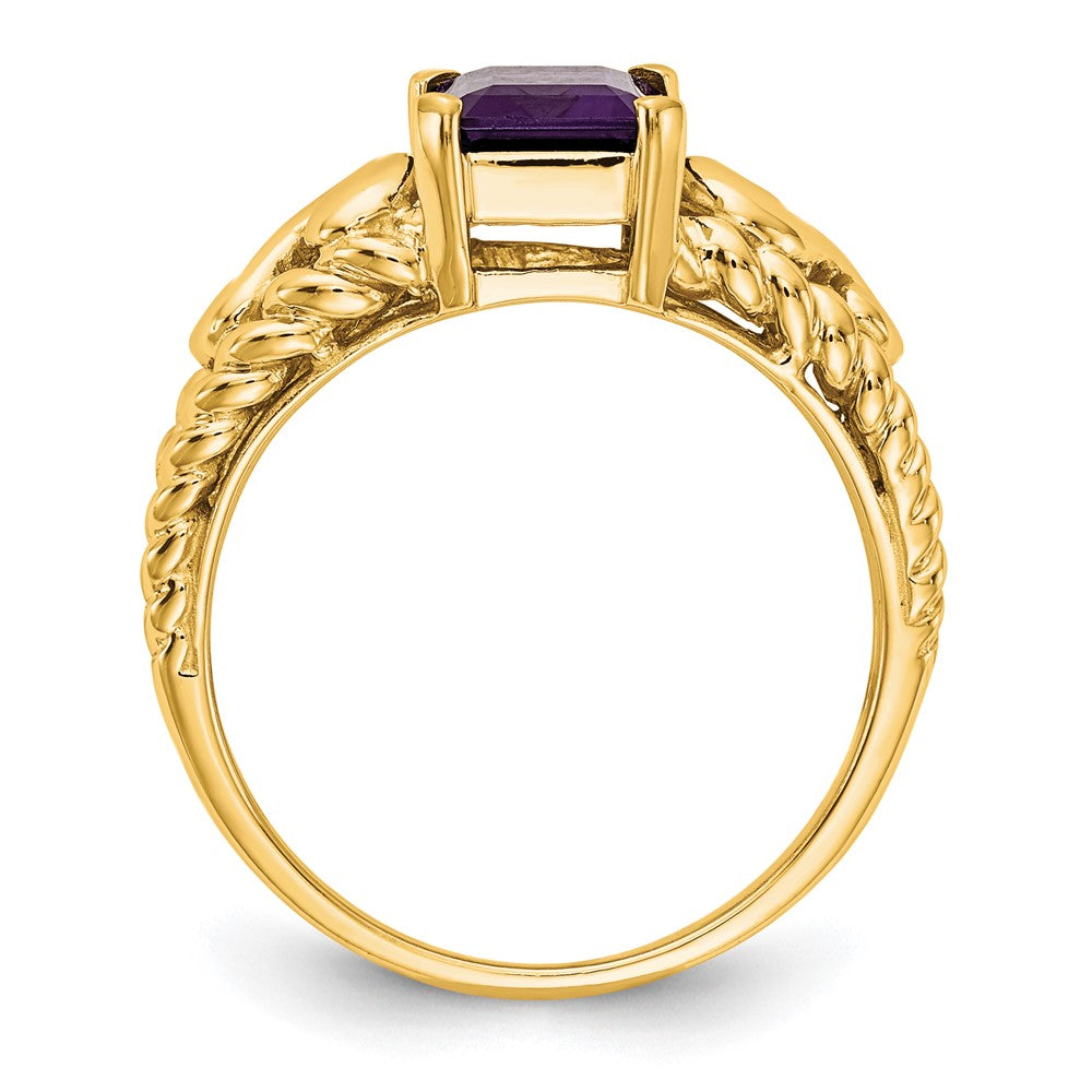 14k 8x6mm Emerald-cut Amethyst Ring