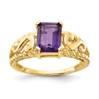 14k 8x6mm Emerald-cut Amethyst Ring