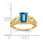 14k 8x6mm Emerald-cut Blue Topaz Ring