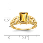 14k 8x6mm Emerald-cut Citrine Ring