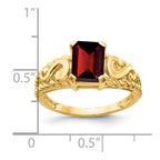 14k 8x6mm Emerald-cut Garnet Ring