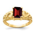 14k 8x6mm Emerald-cut Garnet Ring